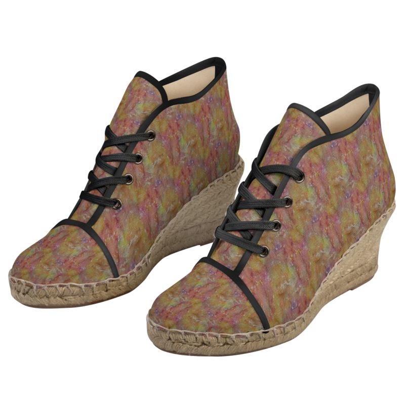 Sunset Mosaic Lace-Up Wedges Espadrilles