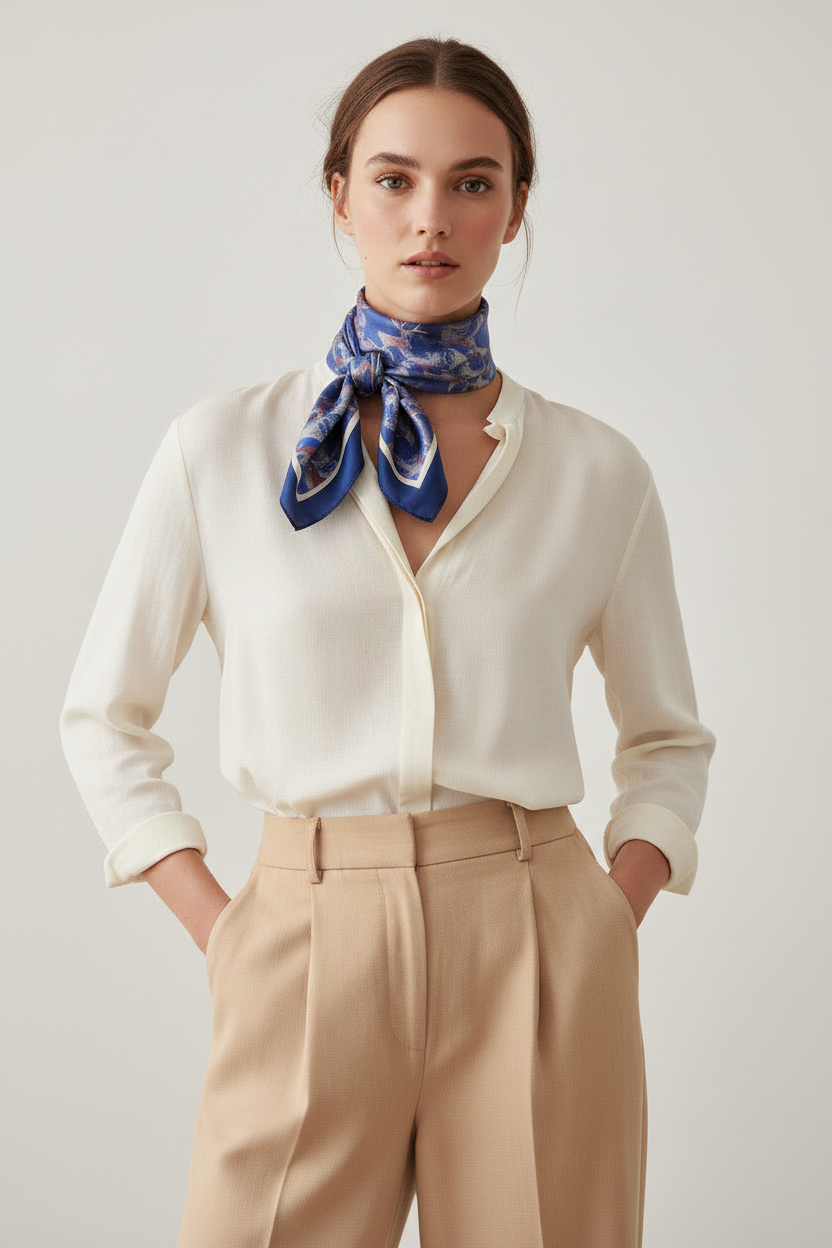Blue Silk Garden Scarf Look Bandana