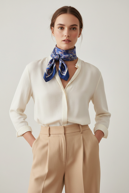 Blue Silk Garden Scarf Look Bandana