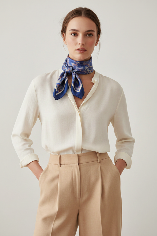 Blue Silk Garden Scarf Look Bandana