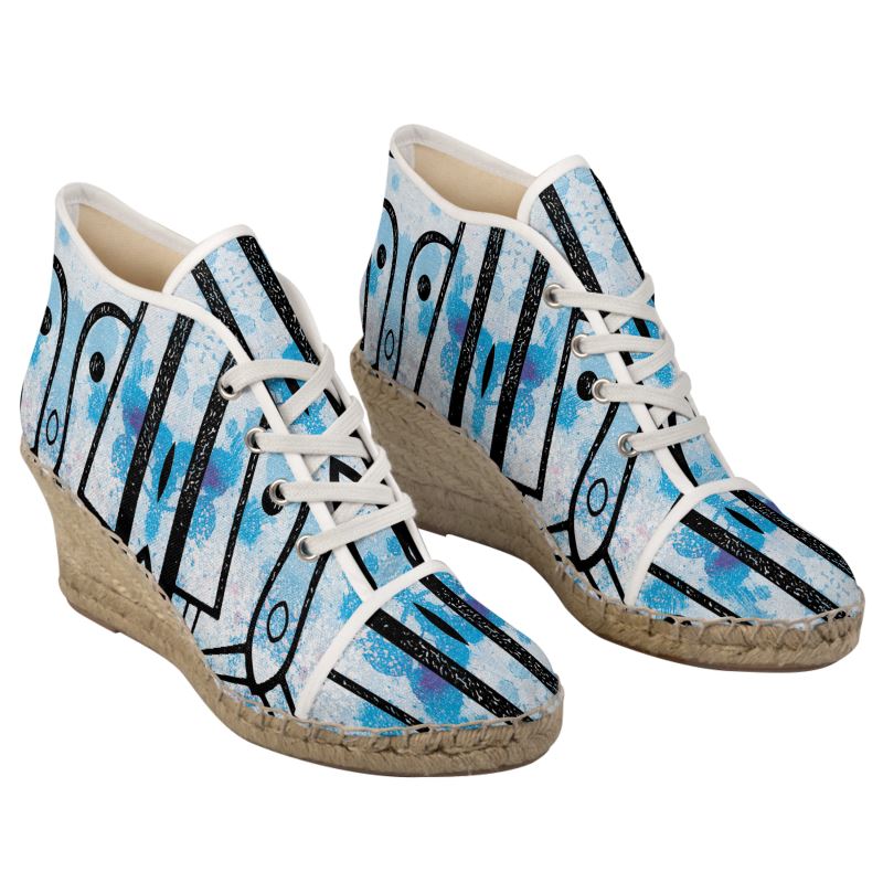 Ladies Wedge Espadrilles-Artistic Melody Lace‑Up Wedge Shoes