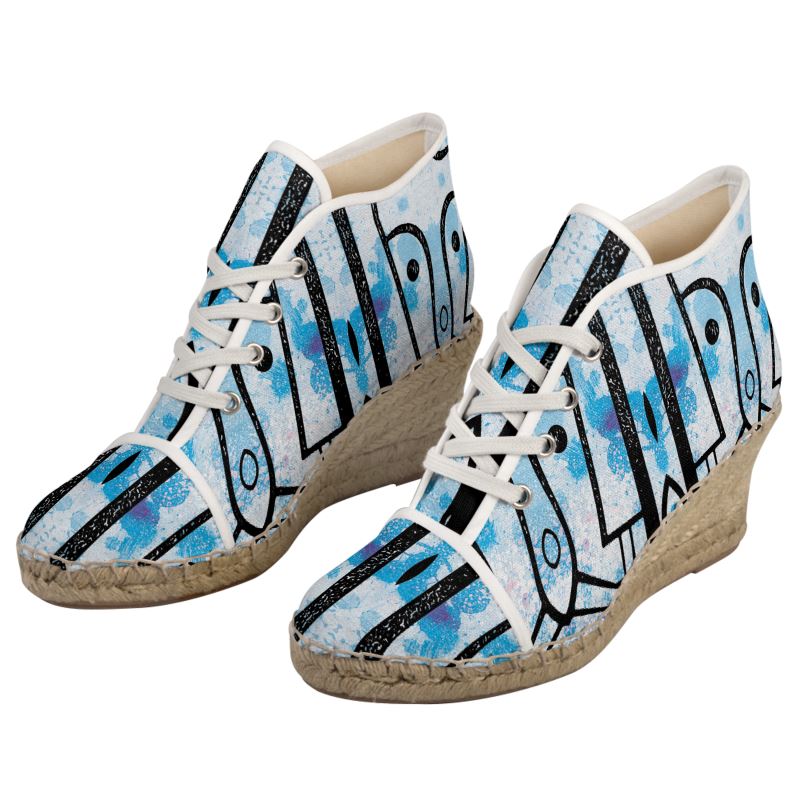 Ladies Wedge Espadrilles-Artistic Melody Lace‑Up Wedge Shoes