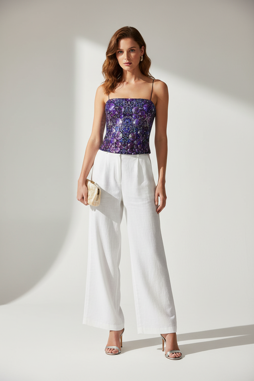 Purple Galaxy Top –  Aesthetic Spaghetti Strap Fitted Camisole