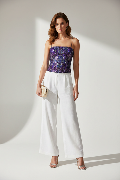 Purple Galaxy Top –  Aesthetic Spaghetti Strap Fitted Camisole