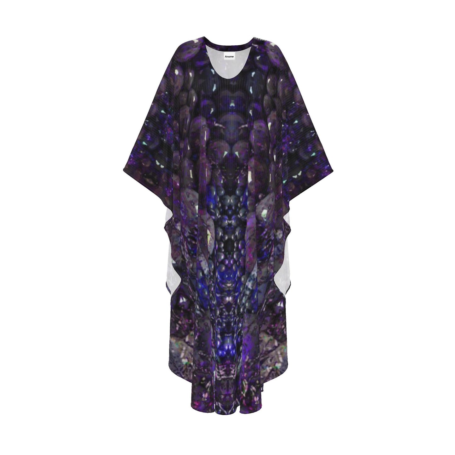 Celestial Dark Abstract Print Flowy Kaftan – Resort Cover-Up