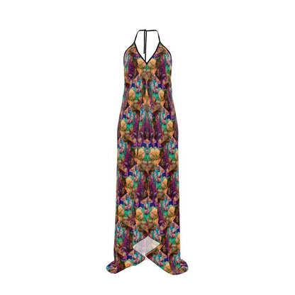 Tropical Breeze Halter Backless Maxi Dress