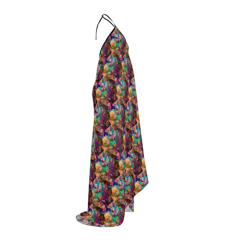Tropical Breeze Halter Backless Maxi Dress