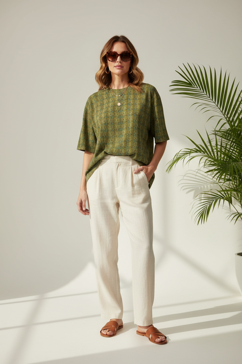 Moss Mosaic Oversized Graphic Oversized T-Shirt