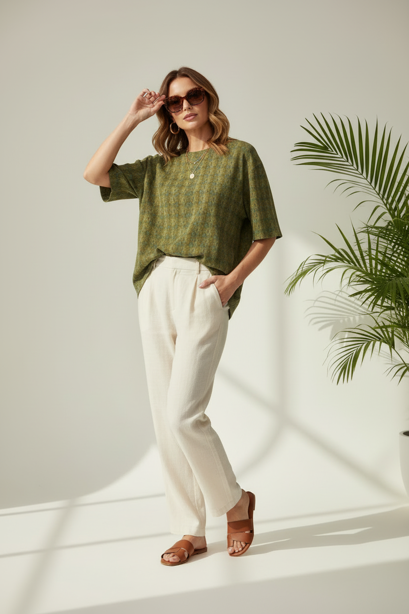 Moss Mosaic Oversized Graphic Oversized T-Shirt