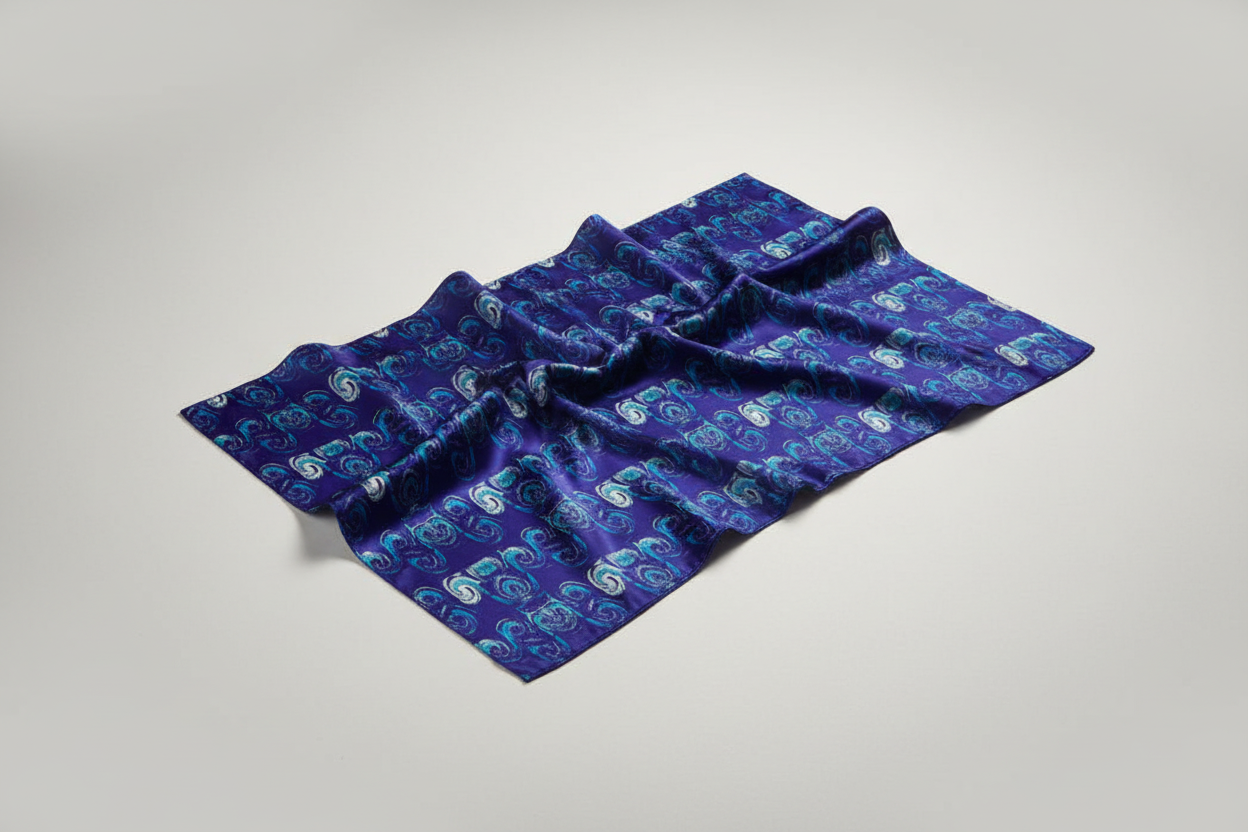 Scarf Wrap or Shawl- Navy Blue With Swirls