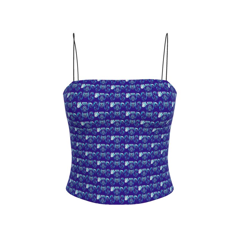 Blue Mirage Abstract Print Ladies Strappy Top