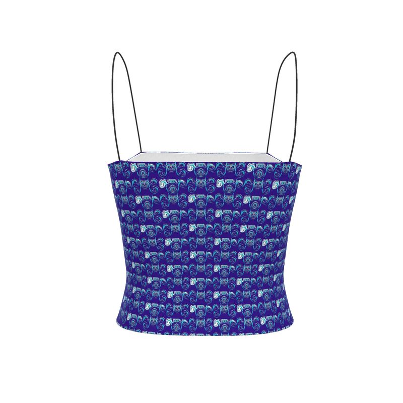 Blue Mirage Abstract Print Ladies Strappy Top
