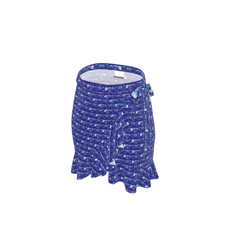 Flounce Skirt Blue Swirl Patterned Skirt