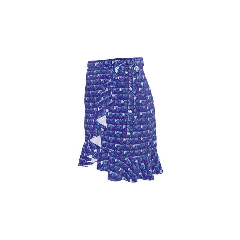 Flounce Skirt Blue Swirl Patterned Skirt