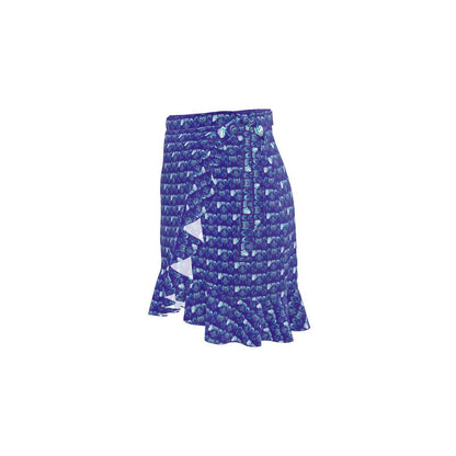 Flounce Skirt Blue Swirl Patterned Skirt