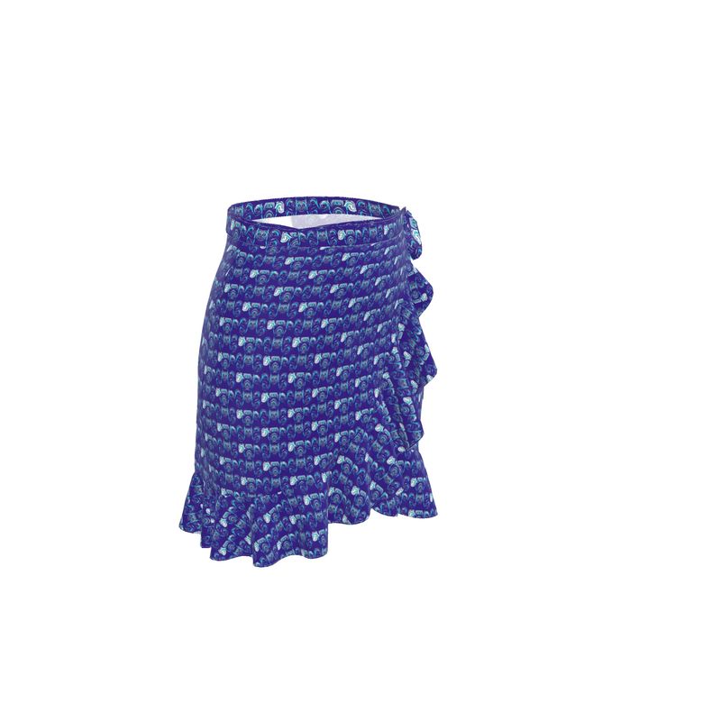 Flounce Skirt Blue Swirl Patterned Skirt
