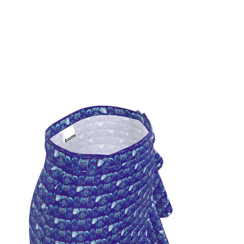 Flounce Skirt Blue Swirl Patterned Skirt