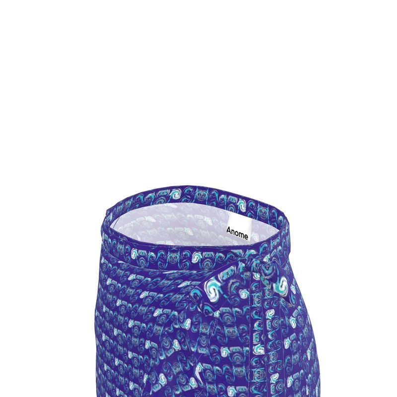 Flounce Skirt Blue Swirl Patterned Skirt