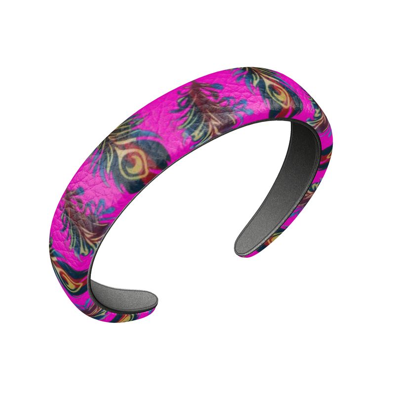 Peacock Feather Print Leather Headband