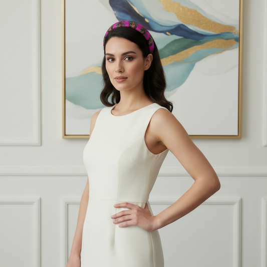 Peacock Feather Print Leather Headband