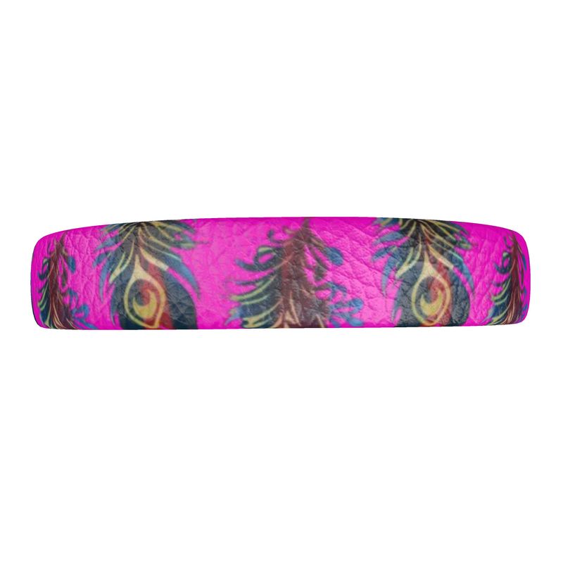 Peacock Feather Print Leather Headband
