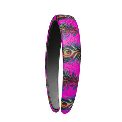 Peacock Feather Print Leather Headband