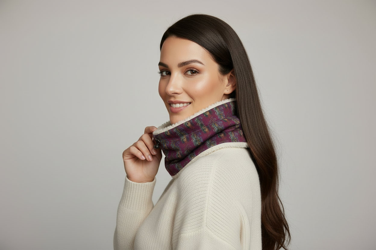 Cozy Sherpa Snood in Peacock Pattern