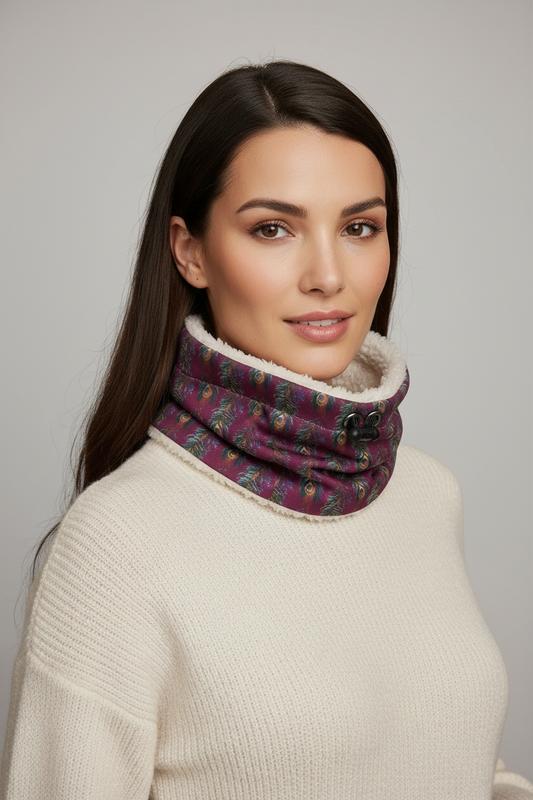 Cozy Sherpa Snood in Peacock Pattern