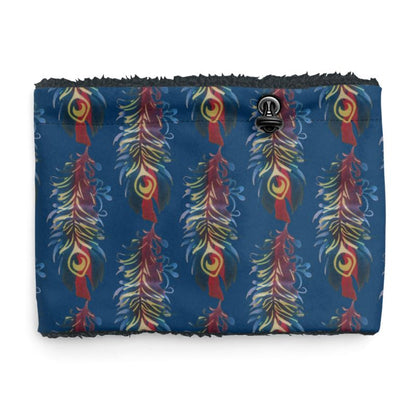 Peacock Pattern Sherpa-Lined Winter Snood | Soft Fleece Neck Warmer Scarf