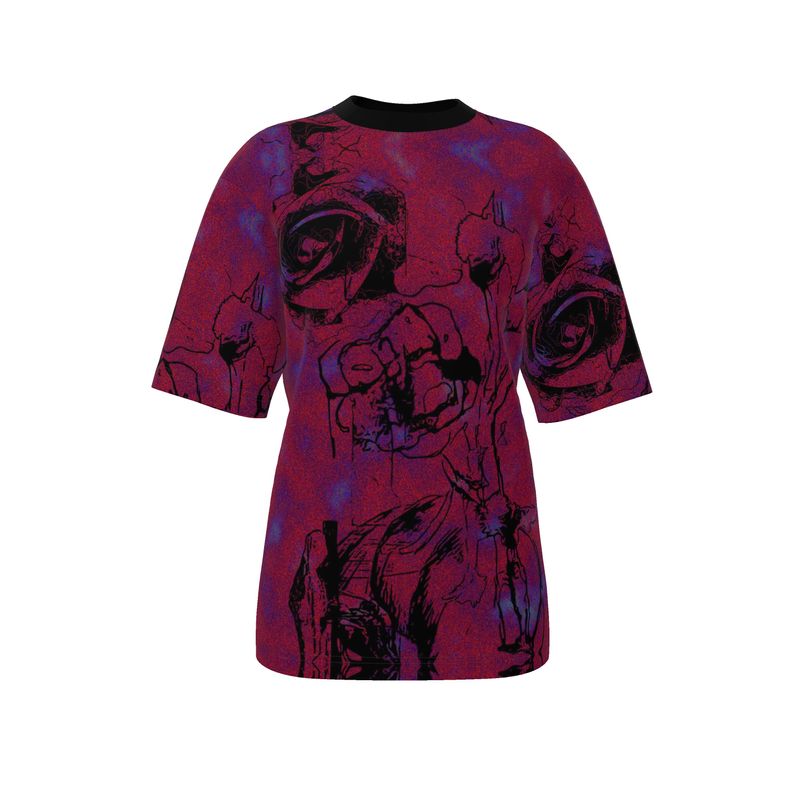 Purple Palm Sketch Oversized T-Shirt