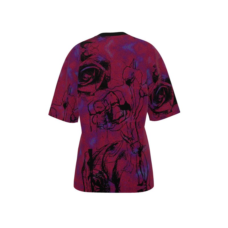 Purple Palm Sketch Oversized T-Shirt