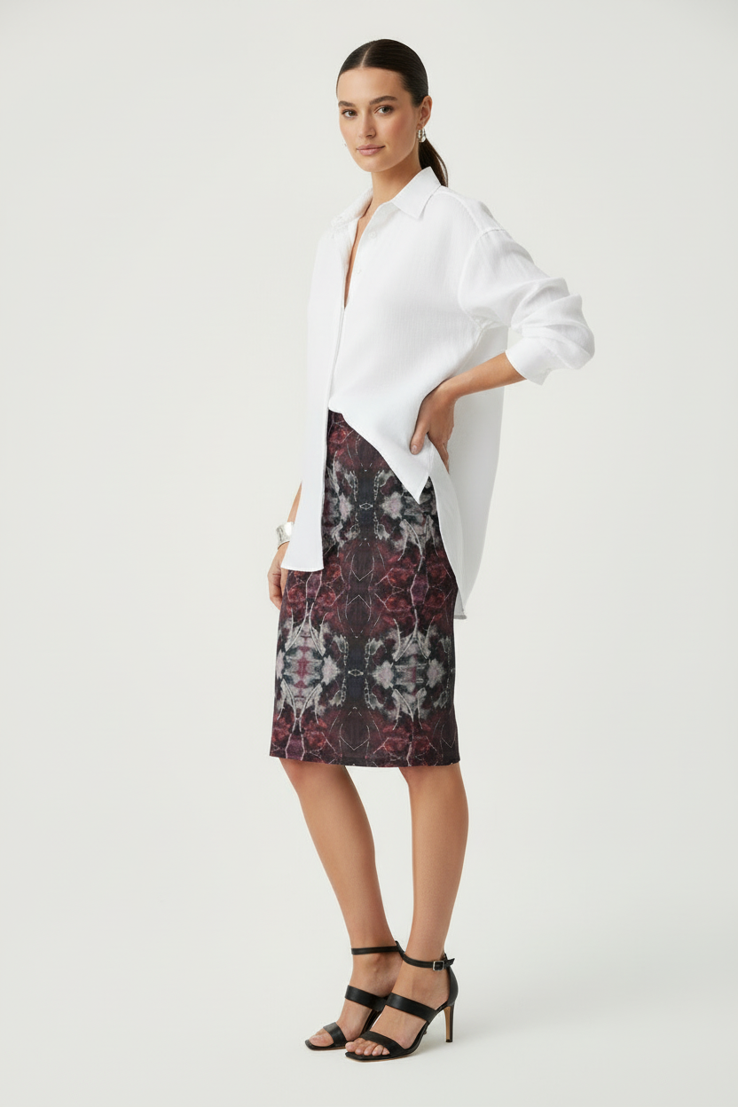Pencil Skirt- Tie Dyed Pencil Skirt With A Slit
