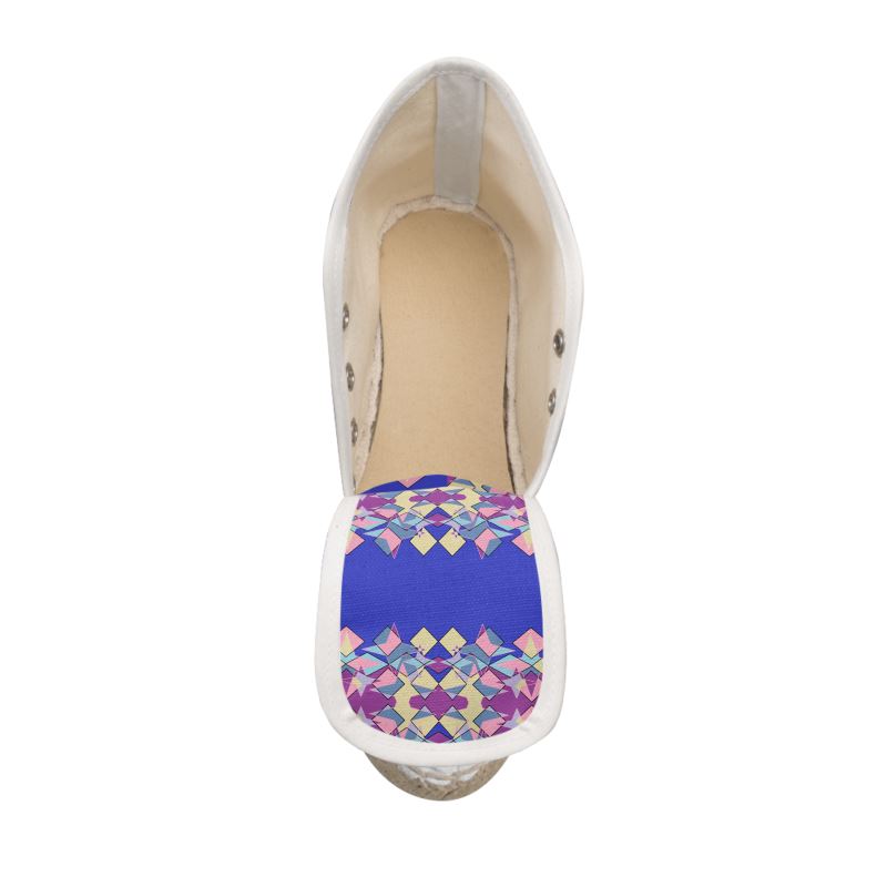 Kaleido‑Color Lace‑Up Espadrille Wedges