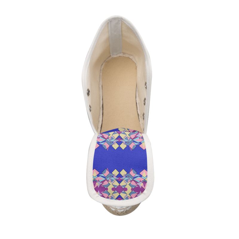 Kaleido‑Color Lace‑Up Espadrille Wedges