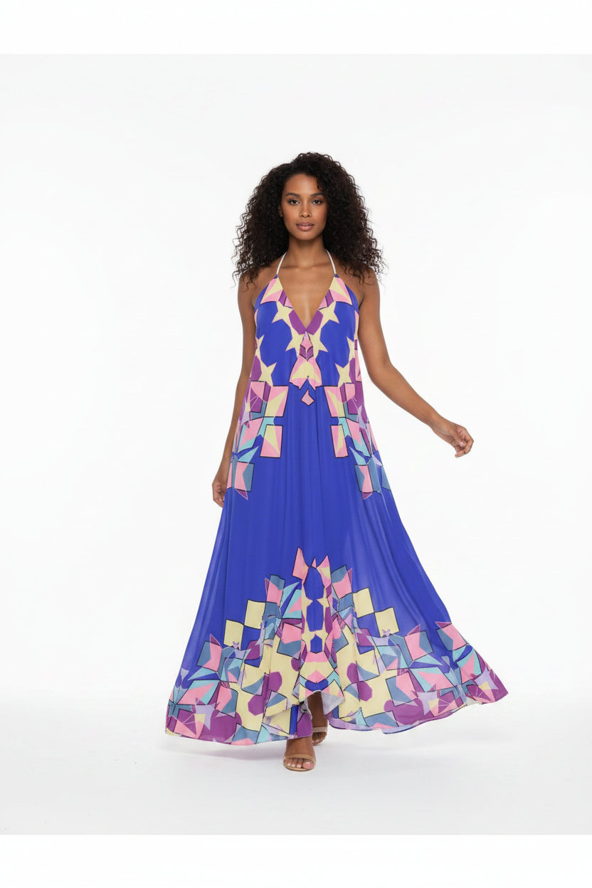 Halterneck backless dress