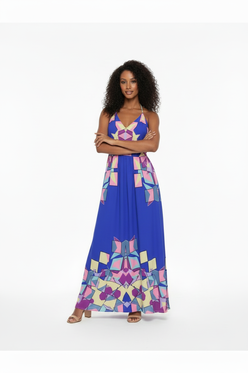 Halterneck backless dress
