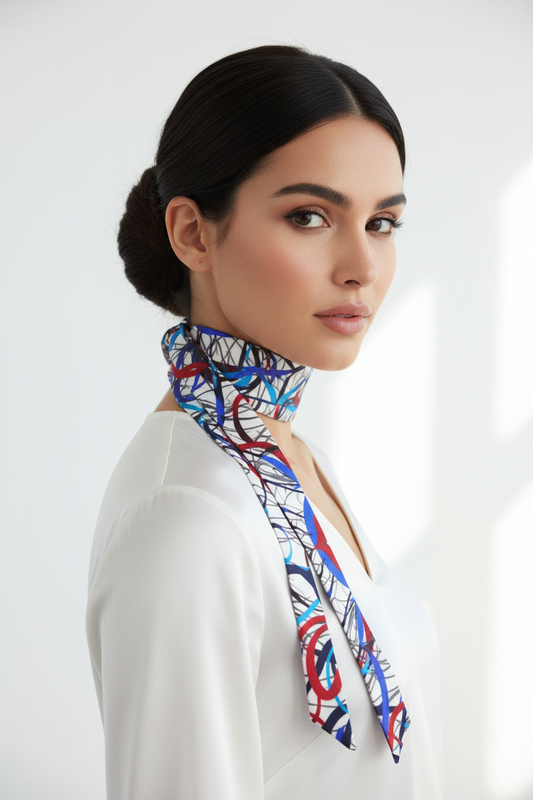 Abstract Harmony Silk Ribbon Scarf