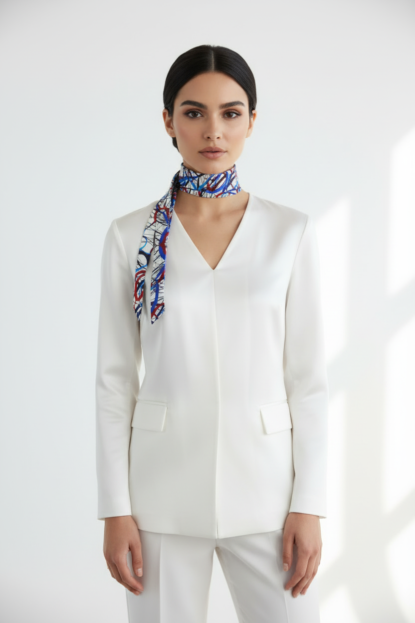 Abstract Harmony Silk Ribbon Scarf