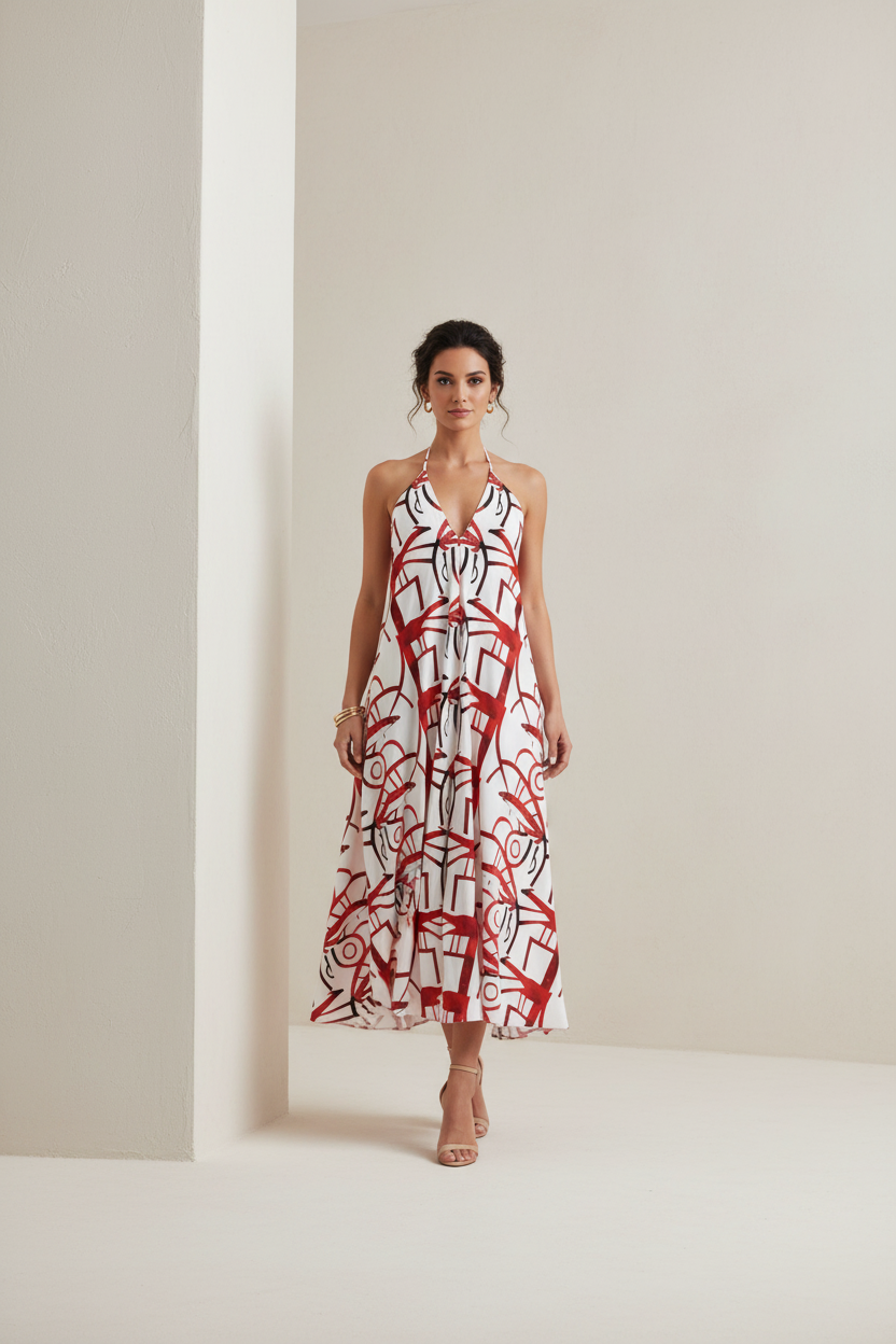 Halterneck backless dress