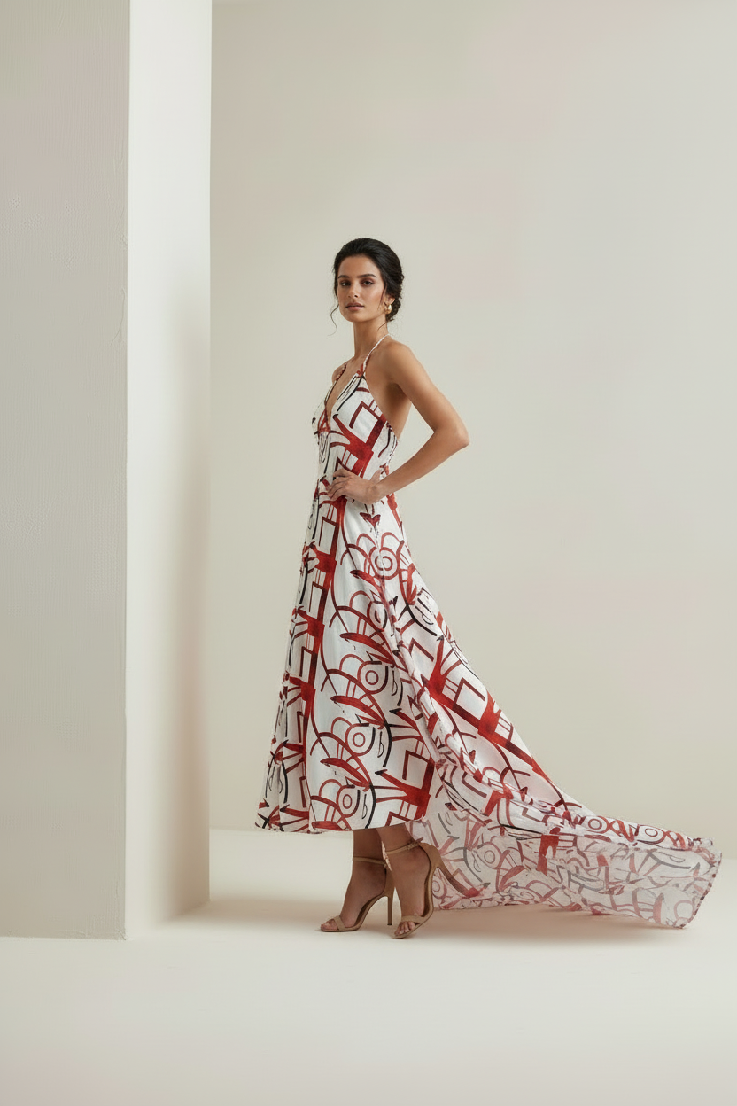 Halterneck backless dress