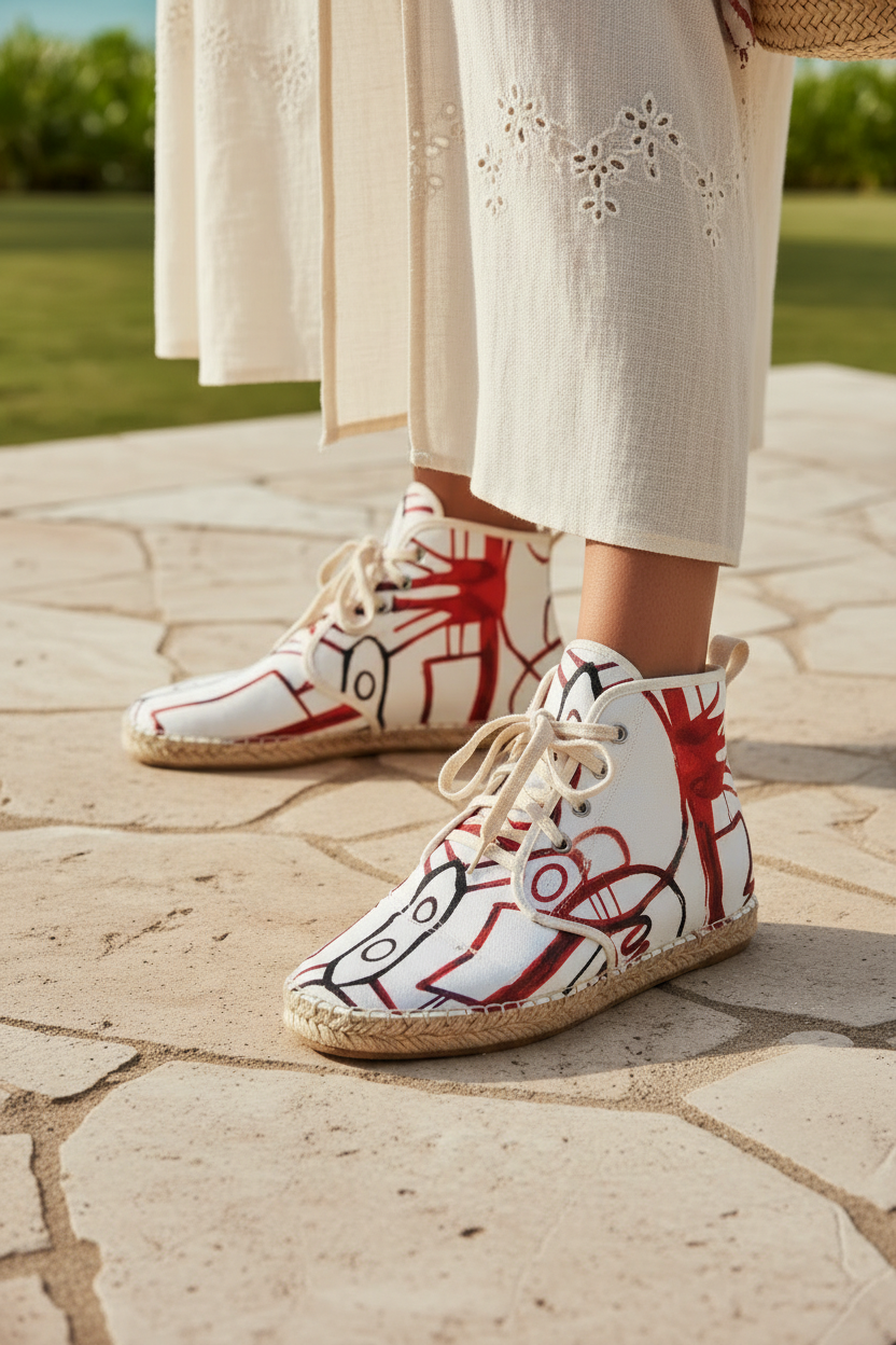 Abstract Art Print High-Top Espadrille Sneakers