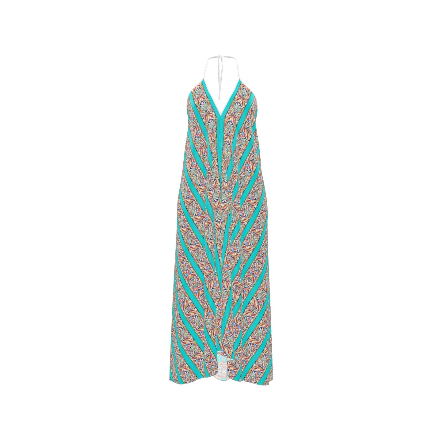 Turquoise Sunset Halter Maxi Dress