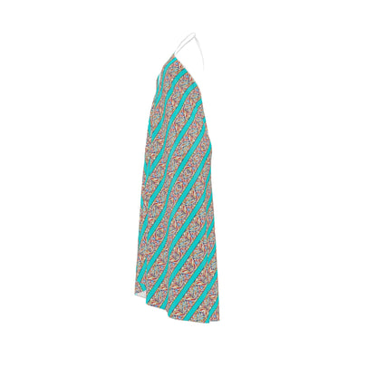 Turquoise Sunset Halter Maxi Dress