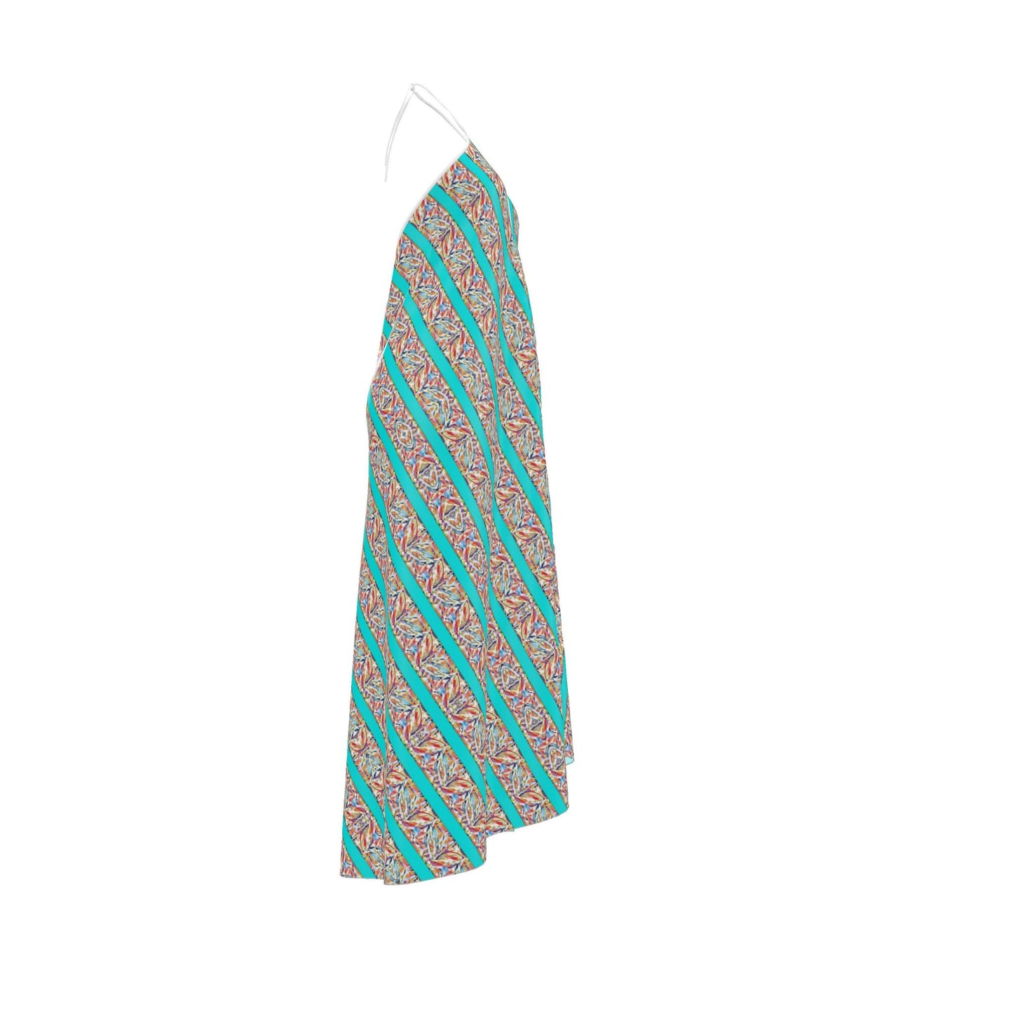 Turquoise Sunset Halter Maxi Dress