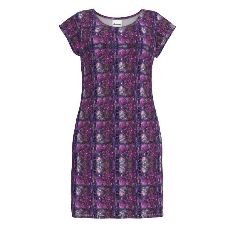 Ladies Tunic T Shirt- Violet Mirage Patterned Shift Dress