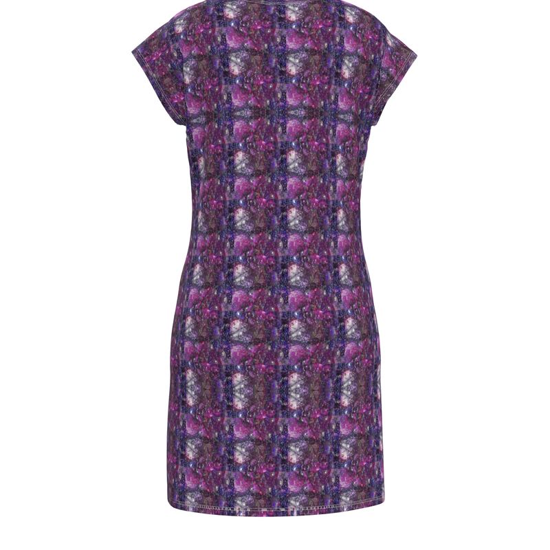 Ladies Tunic T Shirt- Violet Mirage Patterned Shift Dress