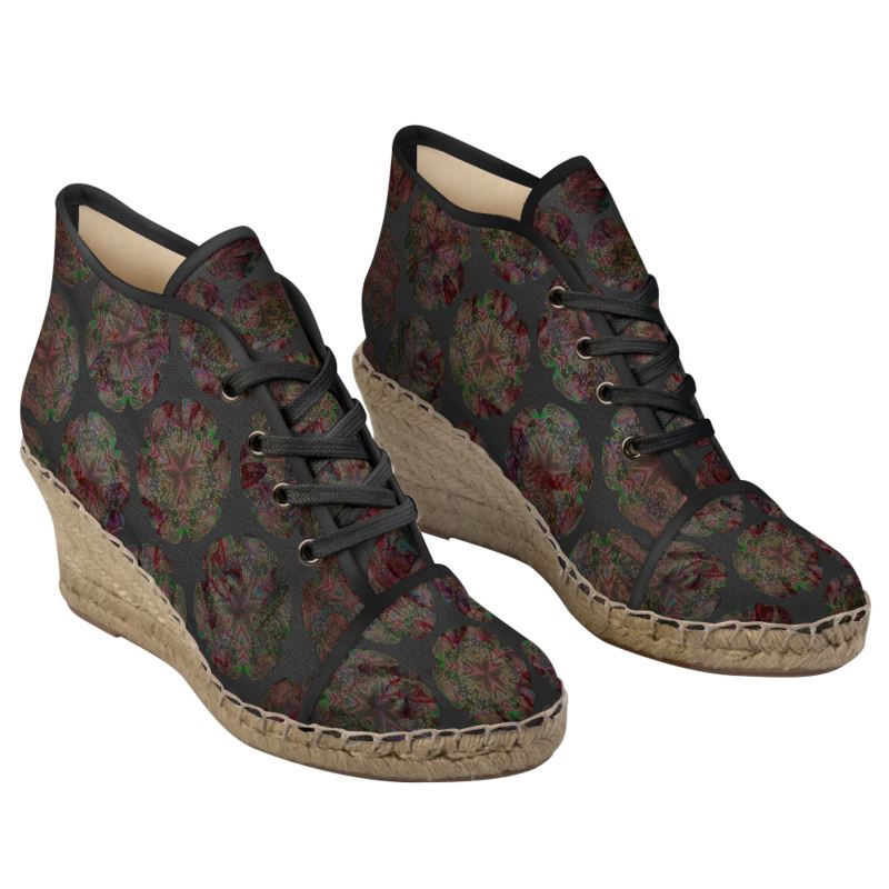 Ladies Celestial Floral Canvas Wedge Espadrilles