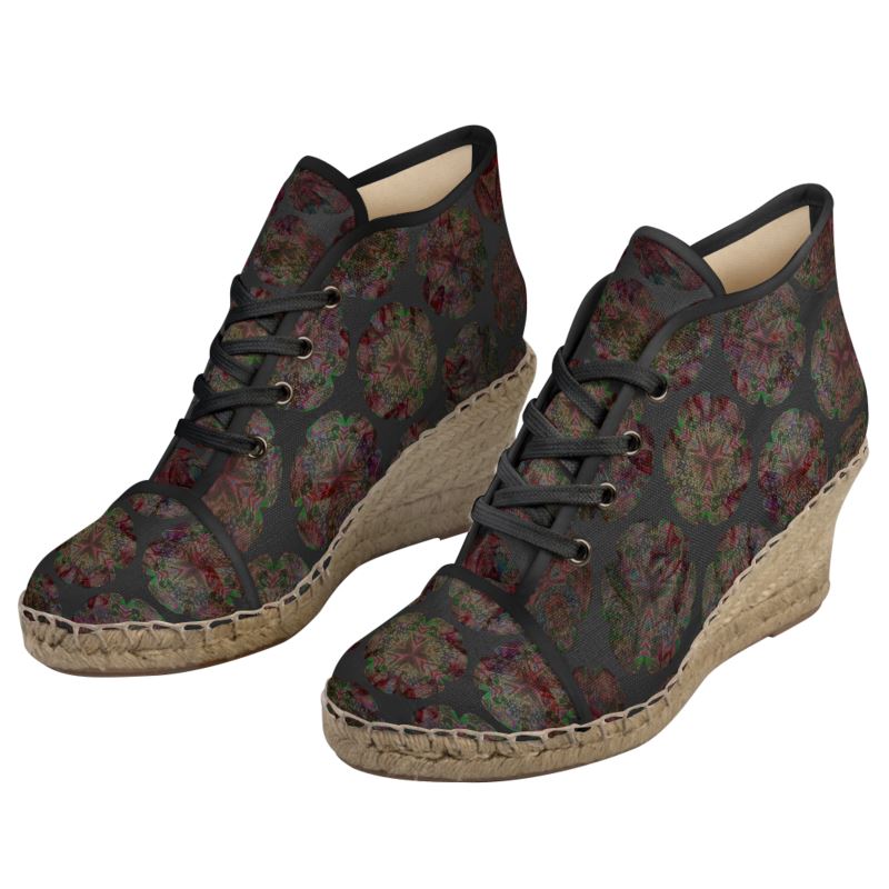 Ladies Celestial Floral Canvas Wedge Espadrilles