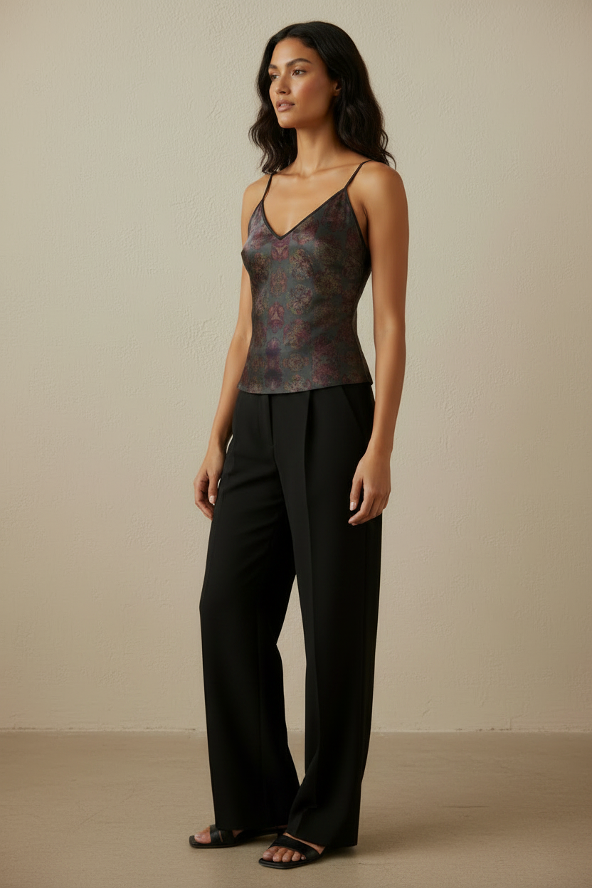 Midnight Kaleidoscope: The Silk-Touch Strappy Camisole