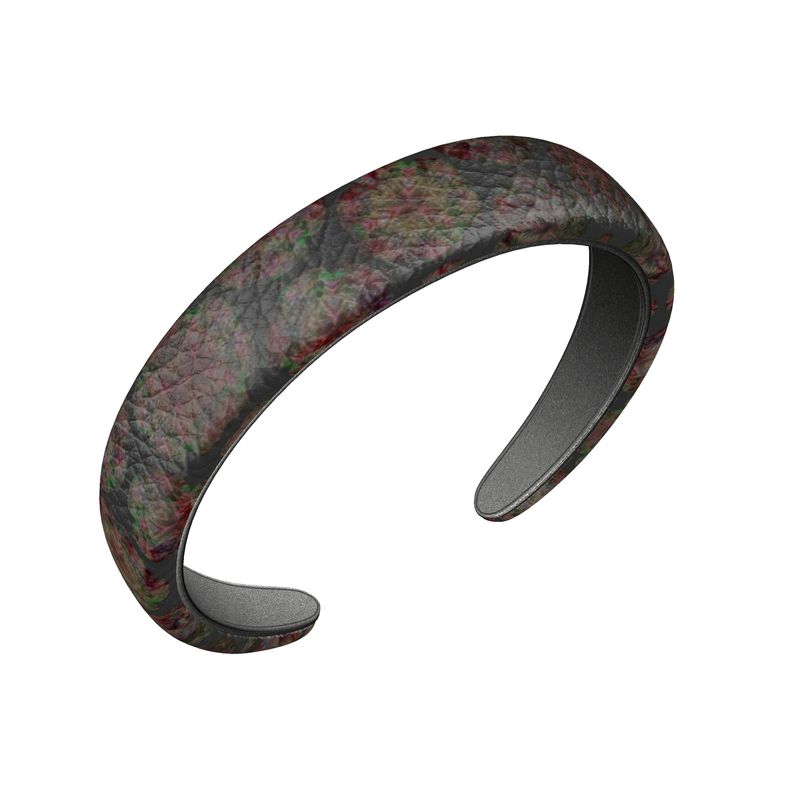 Leather Headband Floral Bronze And Dark Grey